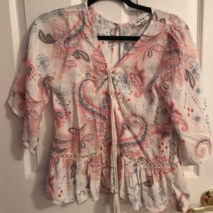 Abercrombie blouse, peachy colors, vine design